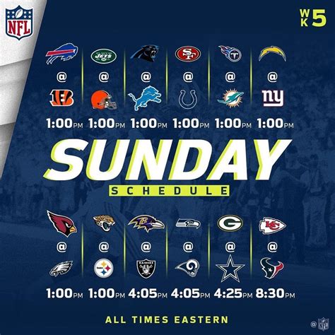 Week 5 NFL Sunday Schedule via IG:nfl | The Football Chick