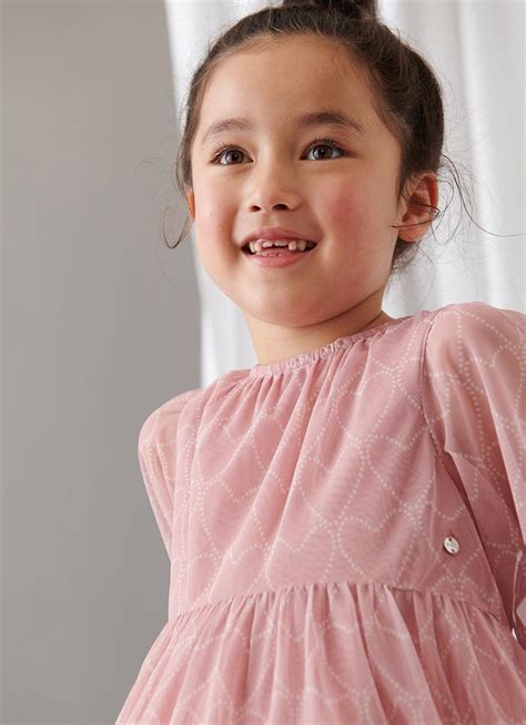 Pink Heart Print Mesh Dress Pink | Kids Mint Velvet Dresses - Wiccan Ology