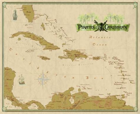 Pirates of the Caribbean Wall Map Mural and Poster "On Stranger Tides" | eBay