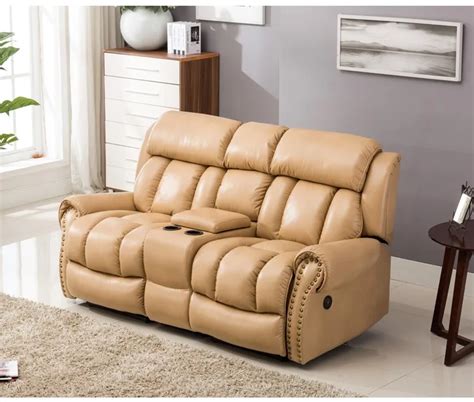 America Style Beige Leather Reclining Loveseat,Recliner Chair Sofa ...