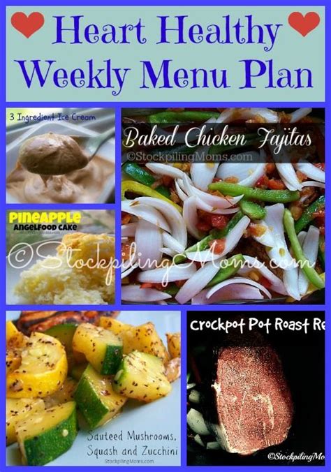 Heart Healthy Weekly Menu Plan | Heart healthy recipes low sodium ...