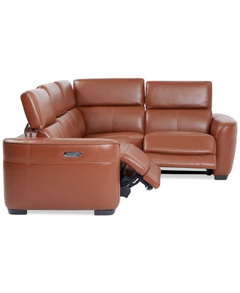 Furniture Lexanna 4-Pc. Leather Sectional with 2 Power Motion Recliners, Created for Macy's - Macy's