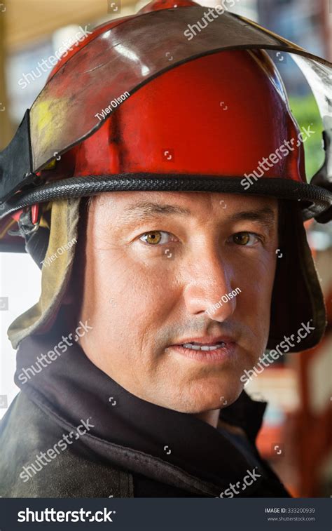 Closeup Portrait Confident Firefighter Wearing Red Stock Photo (Edit Now) 333200939