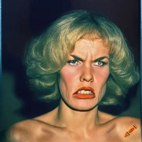 Multicolor vintage portrait of an angry woman