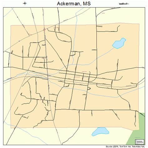 Ackerman Mississippi Street Map 2800300