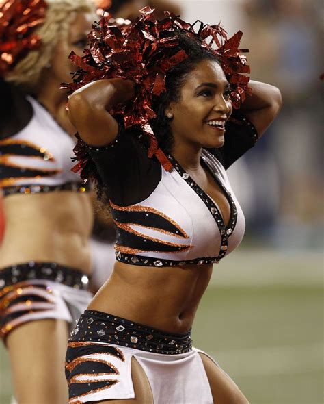 A Cincinnati Bengals cheerleader in the first half of an NFL football ...