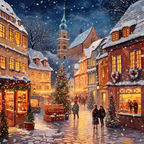 Premium AI Image | Outdoor Christmas scene small village