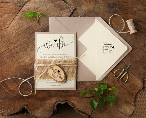 Rustic Wedding Invitation Suite (20) Country Wedding Invitations, Burlap Wedding Invitation Set ...