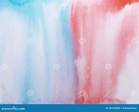 Watercolor Red and Blue Abstract Hand Drawn. White Background .wet on Wet Style. Stock Photo ...