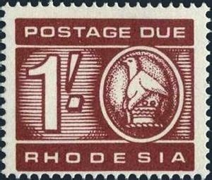 Stamp: Zimbabwe bird (soapstone sculpture) (Rhodesia(Postage Due 1966) Mi:RH P9,Sn:GB-SC J13,Yt ...