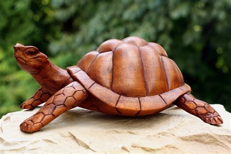 12" Wooden Tortoise Turtle Statue Hand Carved Sculpture Wood Home Decor Figurine | eBay