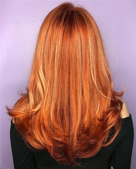 Red Violet Hair Color With Blonde Highlights