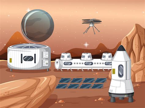 Space station on planet landscape 4493371 Vector Art at Vecteezy