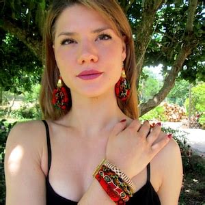 African Textile Set Colorful Fabric Jewelry Cuff Bracelet and Large Earrings Set - Etsy