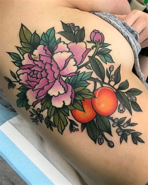 Instagram post by @jon_ftw Feb 25 2017 at 9:04am UTC | Peach tattoo, Traditional thigh tattoo ...