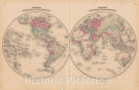 Historic Map : World Map 1865 , v2, Vintage Wall Art in 2022 | Antique world map, Antique maps ...