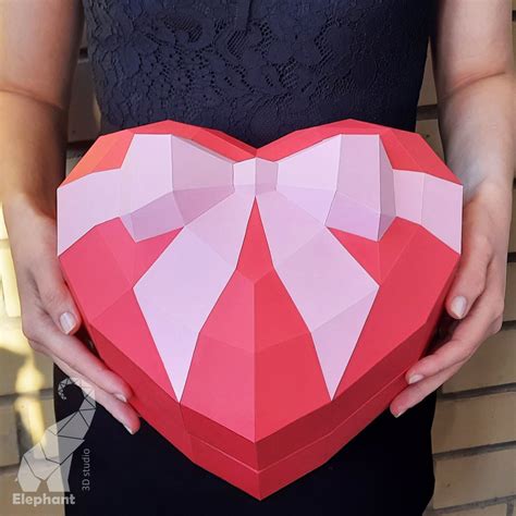 Low poly paper heart box template – SVG for Cricut, DXF for Silhouette, FCM for Brother, PDF cut ...