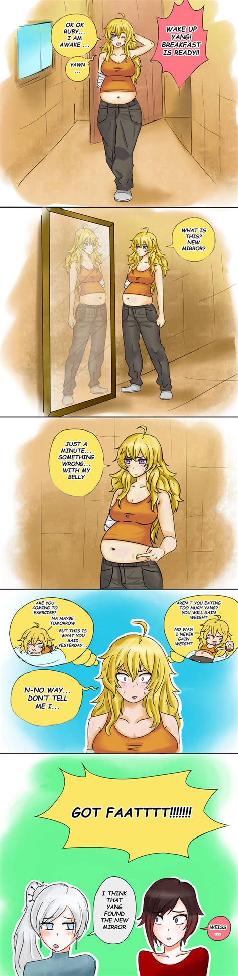 RWBY Yang weight gain comics by bellywg on DeviantArt