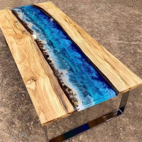 BLUE OCEAN EPOXY Resin Dining Table, Kitchen Slab Table, Handmade Furniture Deco $523.80 - PicClick