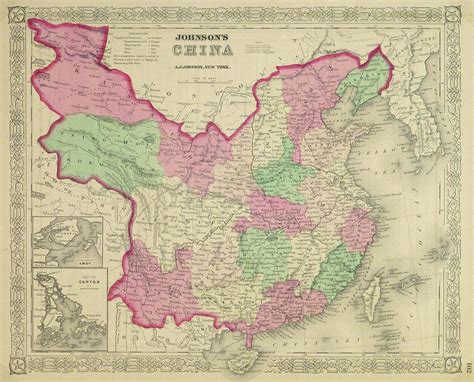 China Poster Vintage Map 1862 Map of Asia China Map Antique World Map ...