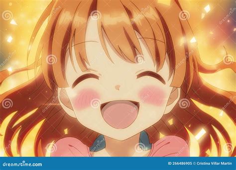 Happy Anime Girl Laughing Made with Generative AI. Stock Illustration - Illustration of cartoon ...