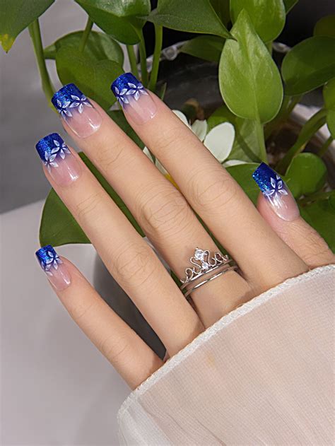 Blue Collar Blingbling Color Nails Embellished Beauty Tools Fancy Nails ...