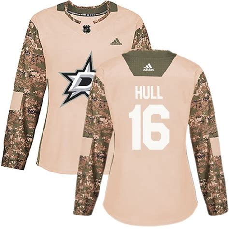 Women's Dallas Stars Brett Hull Adidas Authentic Veterans Day Practice ...