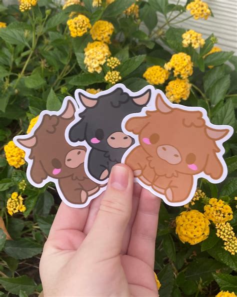 Adorable Highland Cow Stickers Vinyl Waterproof Stickers Black Highland ...