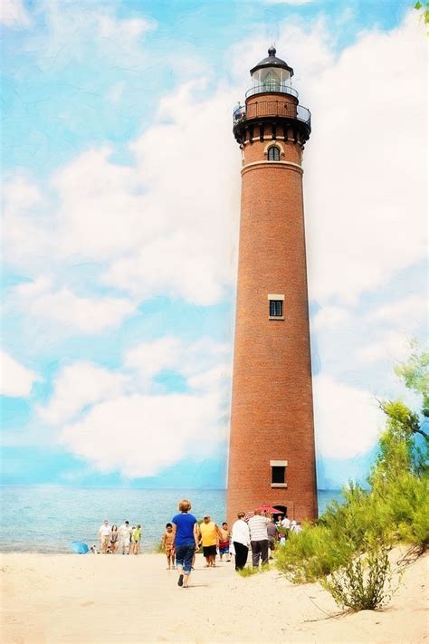 Beach, Michigan Lighthouse Summer Red Brick Michi #beach, #michigan, # ...