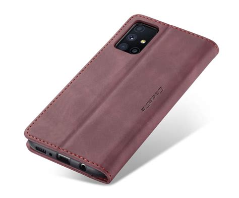 CaseMe Samsung Galaxy M51 Soft Slim Magnetic Flip Leather Wallet Case Red