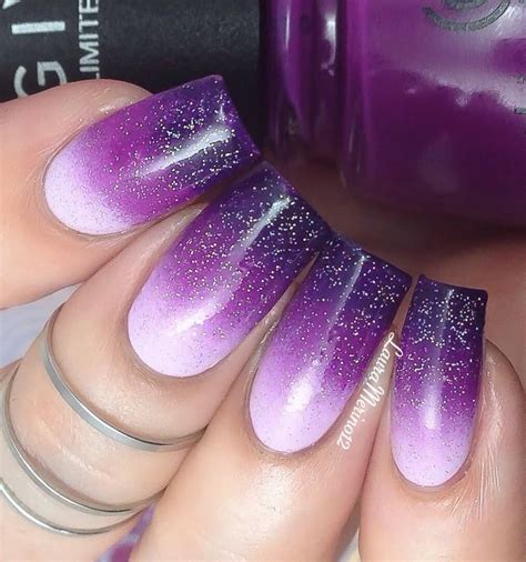 Triple Shade Ombre Nail Art | Purple ombre nails, Purple nails, Purple nail art