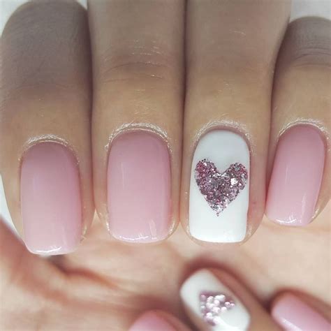 LuxaPolish - Pink Heart Glitter mani | Valentines nails, Nail art, Gel ...