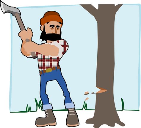 Lumberjack Axe Wood Free Commercial Clipart - Man Cutting Tree Clipart ...