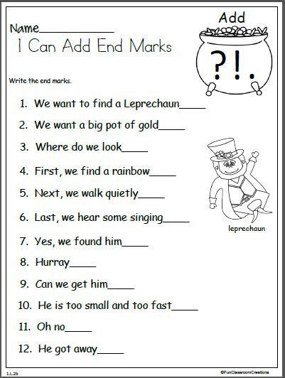 St. Patrick’s Day Punctuation Practice | Punctuation worksheets, St patrick's day words, 1st ...