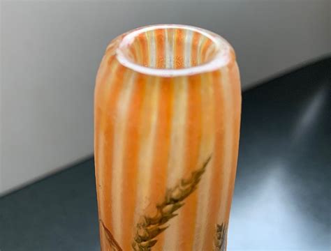 Proantic: Art Nouveau Wheat And Poppy Cameo Glass Vase, Design: Daum F