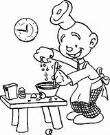 Coloring The baker Prepares Bread Dough picture sketch template