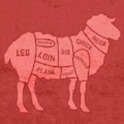 Cuts of Lamb Red Version Chart Butcher Meat Restaurant and Fine Dining Poster by Design Turnpike ...