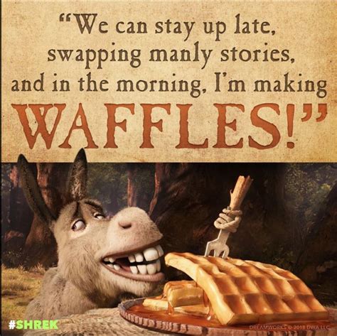 Donkey and his waffles from Shrek | Disney movie night menu, Disney ...