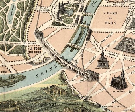 Old Map of Paris Monumentale, France 1878 - OLD MAPS AND VINTAGE PRINTS