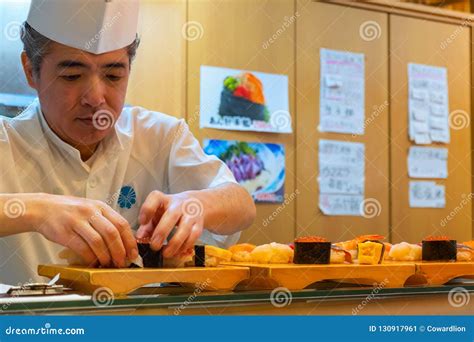 Japanese Sushi Chef Prepares Dishes of Traditional Sushi Editorial ...