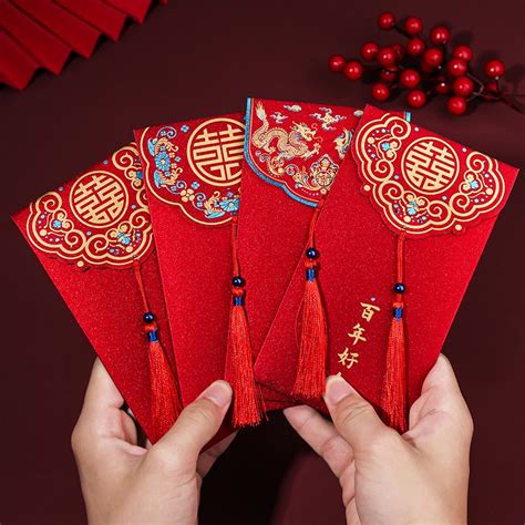 2022 Chinese New Year Red Envelope Lucky Ampao with Tassels Wedding ...