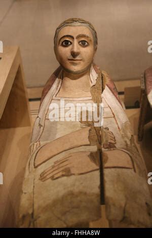 Eastern provinces Roman Empire. Necropolis of Hermopolis, Middle Egypt. Mummy mask of a woman ...