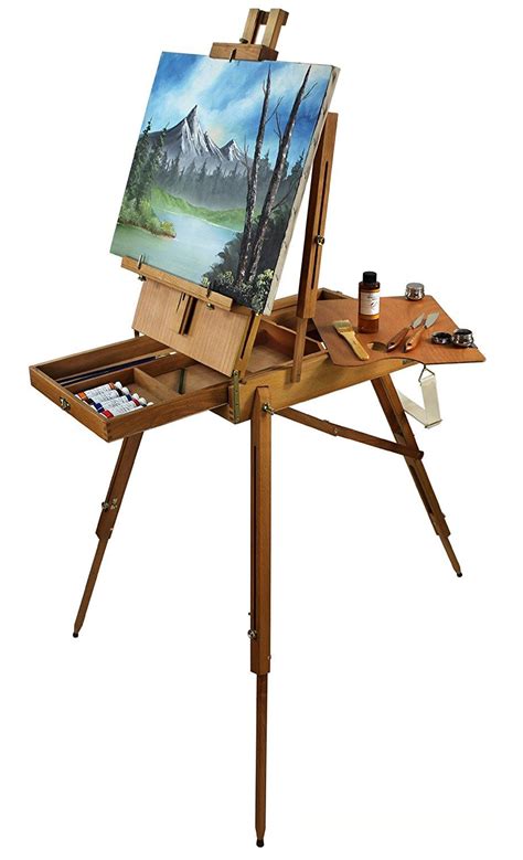 French Easel Artist Painting Set with Hardwood Easel | Art Painting Brushes, Paint Tubes of Oil ...