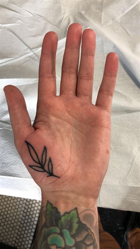 Simple leaf. Done by Michael Bergfalk at Mercy Tattoo Salt Lake City UT | Hand palm tattoos ...