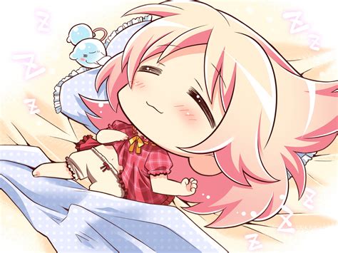 77 amane ruru chibi game cg komowata haruka pink hair sleeping whirlpool | konachan.com ...