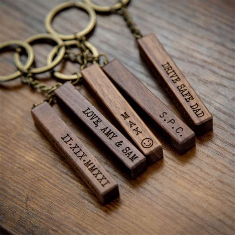 Wood Bar Key Chain Custom 4 Sided Engraved Keychain for New - Etsy Canada