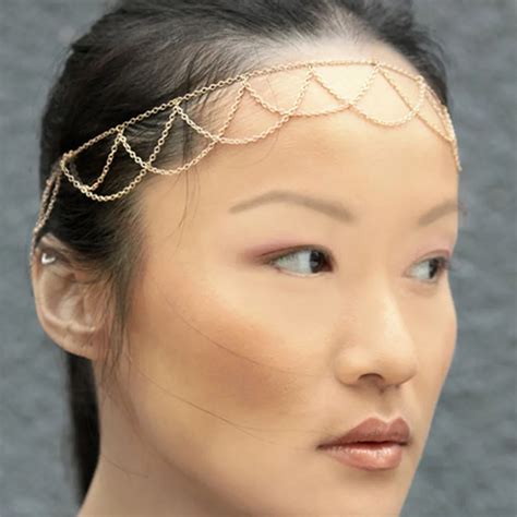 DoreenBeads Iron Based Alloy Boho Chic Headband Tassel gold color Black Elastic 56cm(22"), 1 ...