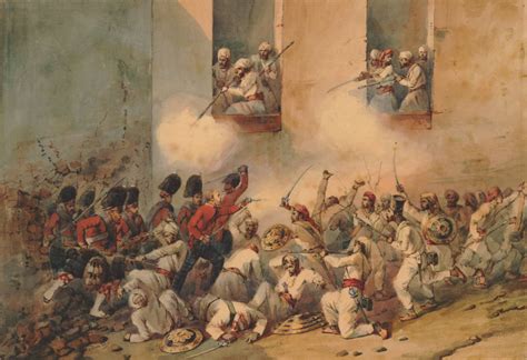 "The 78th Highlanders at the taking of Sucunderabagh, Siege of Lucknow, " by Orlando Norie