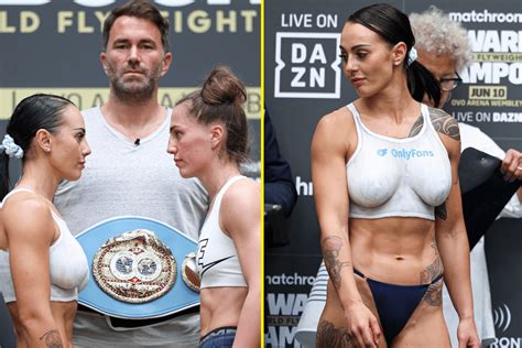 Ebanie Bridges laughs as Eddie Hearn tries not to stare at topless ...