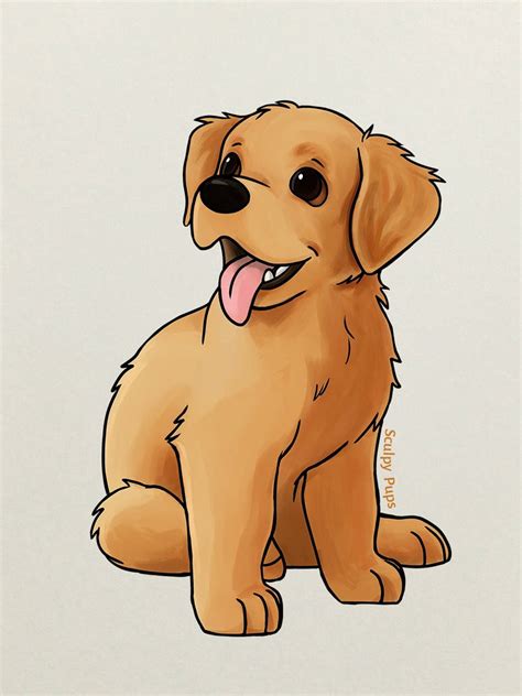 Golden Retriever puppy drawing by SculptedPups on DeviantArt